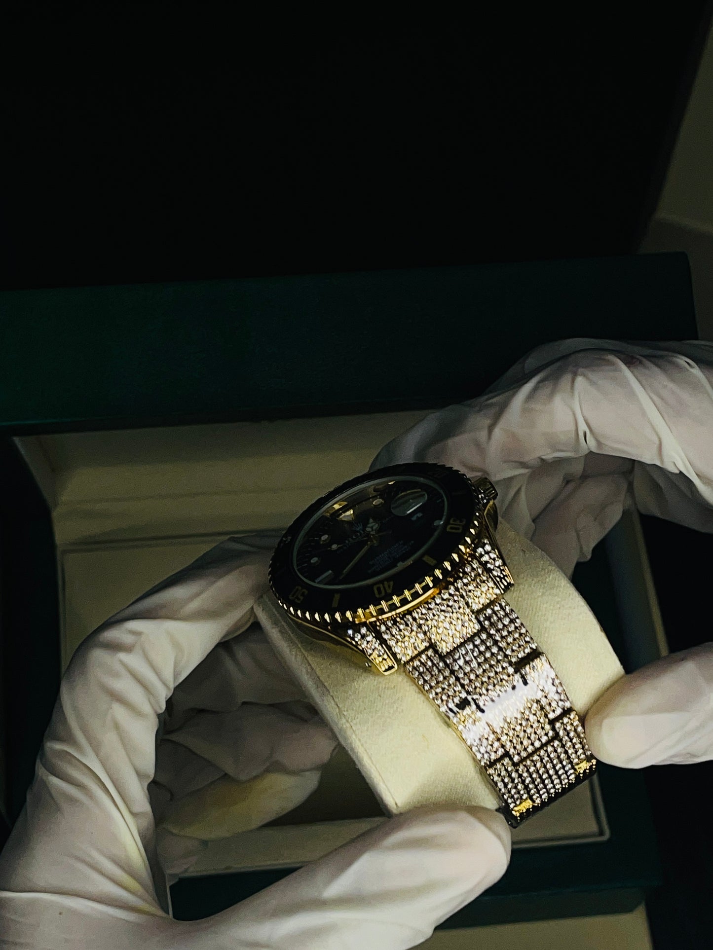 Rose Gold Mesh Strap Luxury Watch with Rolex Box