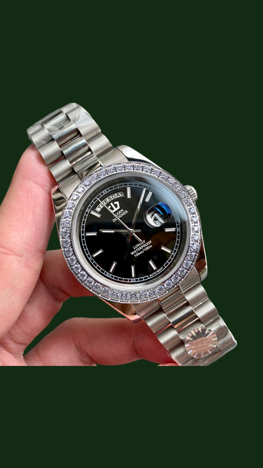 Gunmetal Luxury Watch with Stainless Steel Band