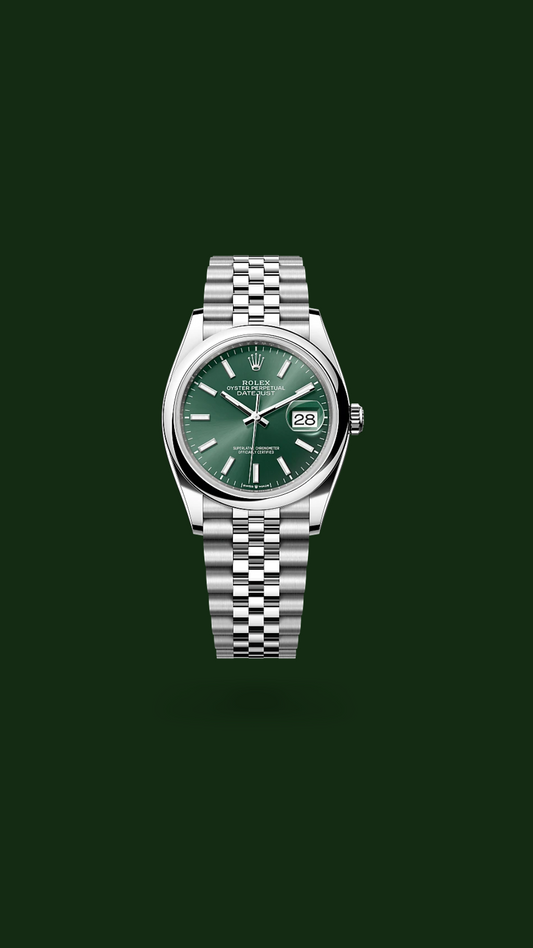 Green Dial Luxury Watch with Stainless Steel Band