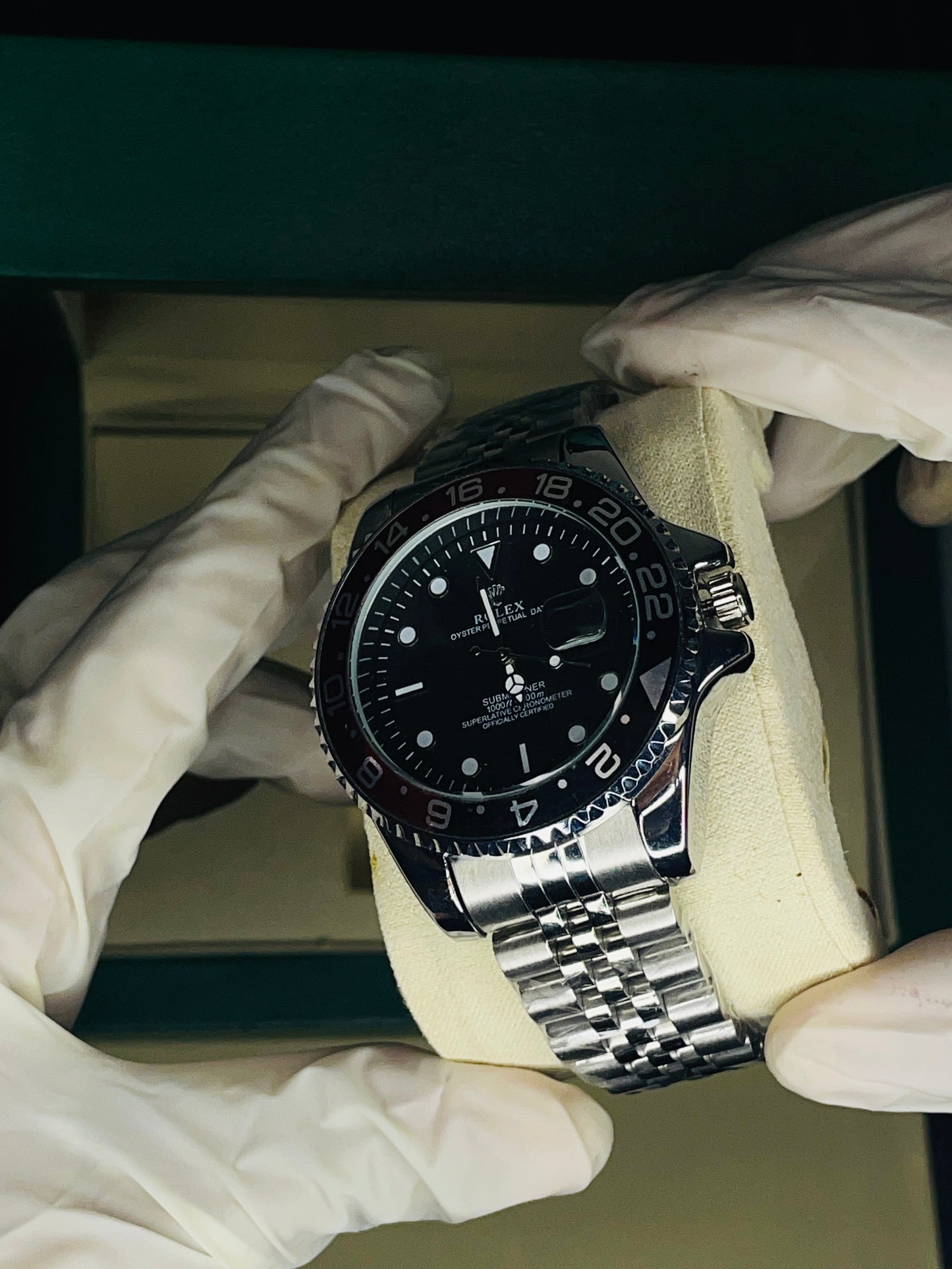 Luxury Diver Watch with Black Dial and Rolex Box
