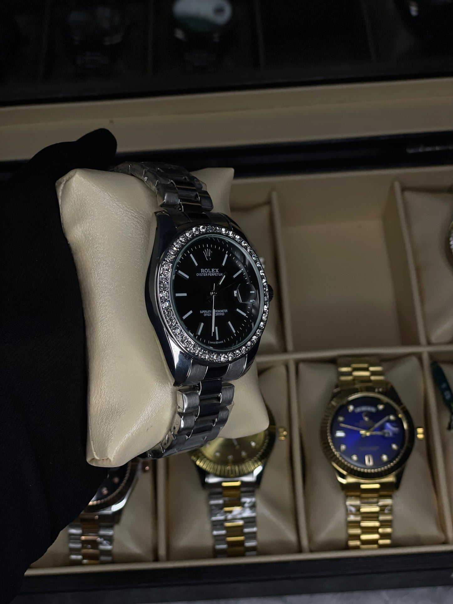 Gunmetal Luxury Watch with Stainless Steel Band