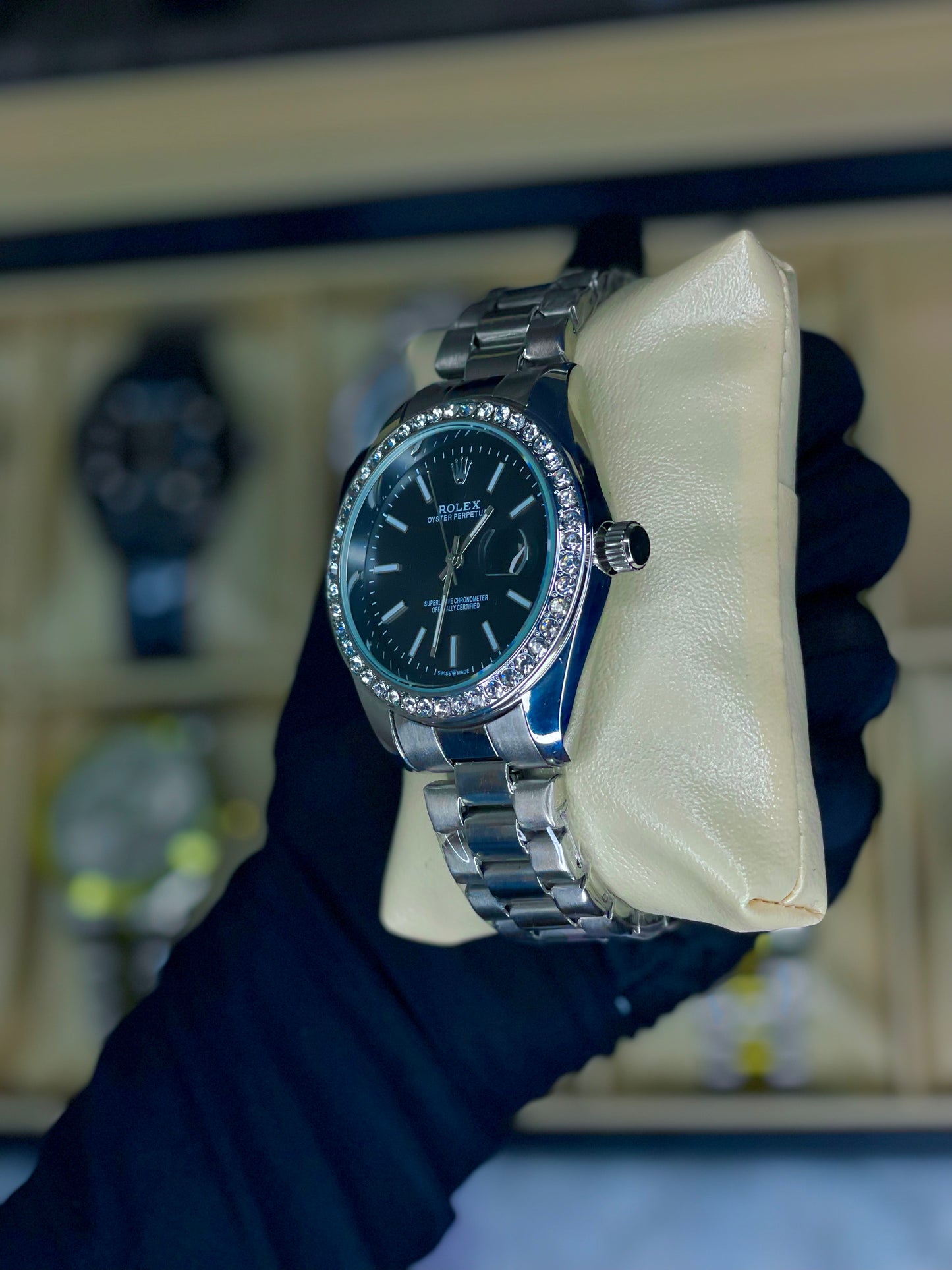 Gunmetal Luxury Watch with Stainless Steel Band