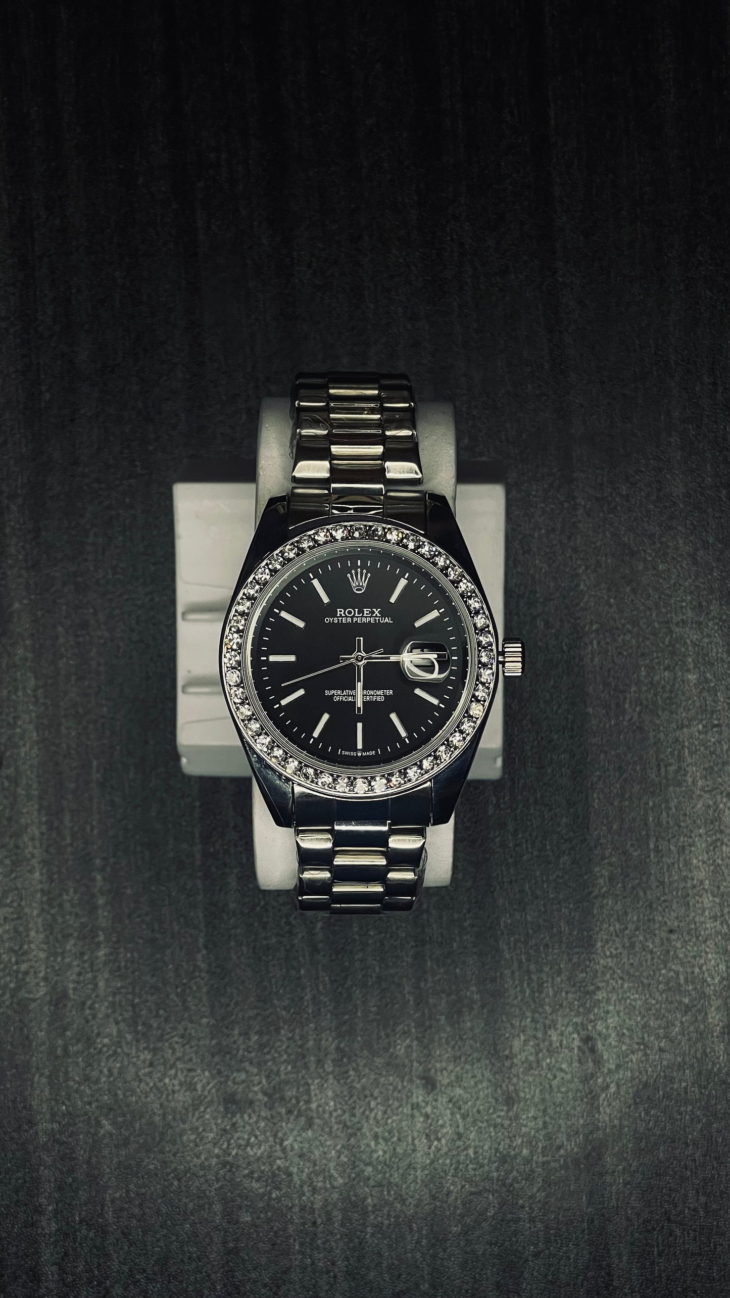 Champagne Dial Luxury Watch with Gold Strap and Rolex Box