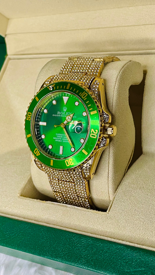Rose Gold Mesh Strap Luxury Watch with Rolex Box